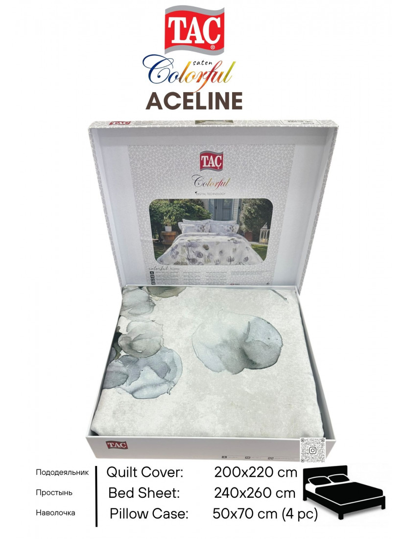 Tac Saten Colorful Aceline Beyaz | Постельное белье сатин-Digital