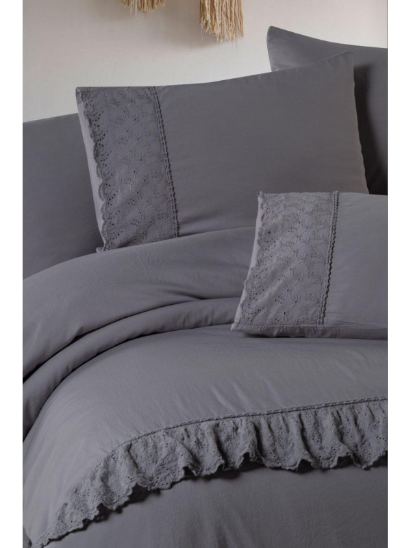 Постельное белье Şikel Home Diana серый (двуспальное, сатин Deluxe)