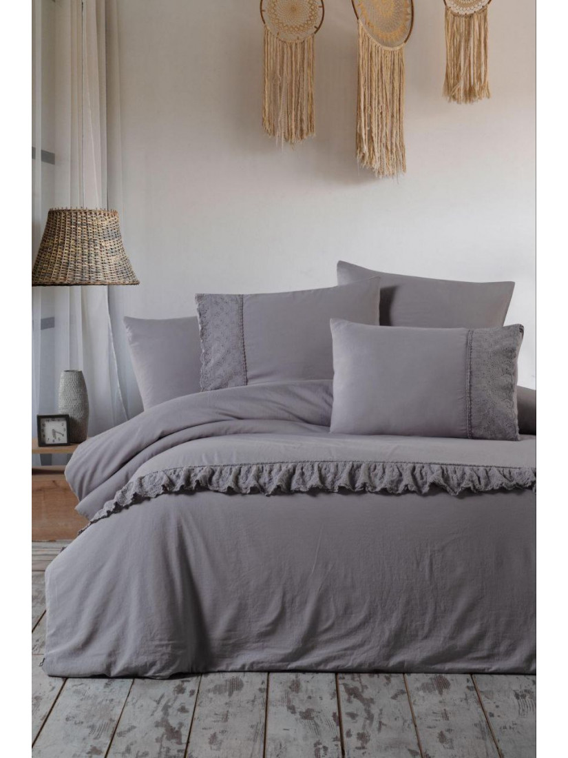 Постельное белье Şikel Home Diana серый (двуспальное, сатин Deluxe)