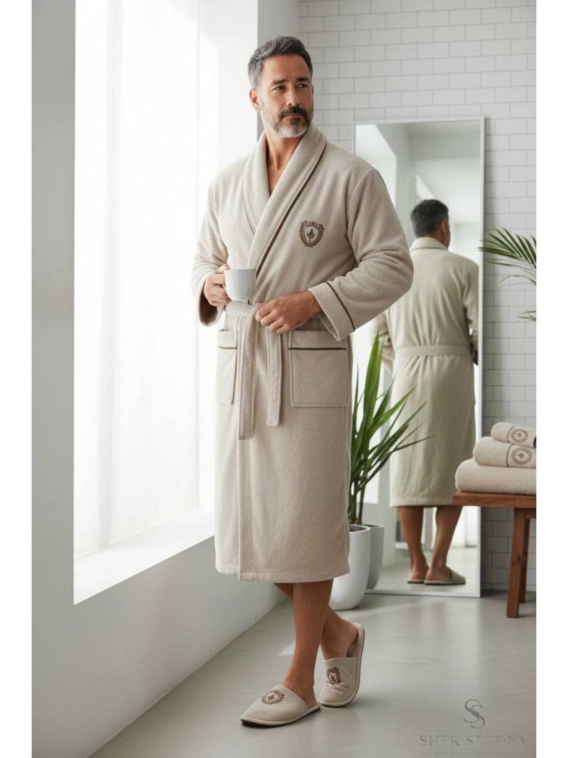 Sikel home «ARTHUR" Банный халат набор (халат, полотенца, тапочки, 100% хлопок) (Бежевый)