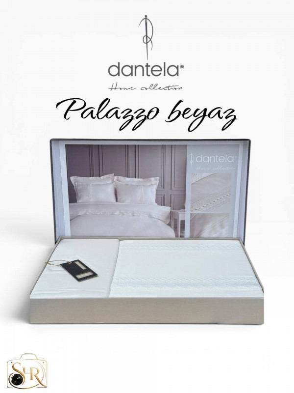 Dantela home "Palazzo beyaz"—  Двуспальный комплект постельного белья Сатин