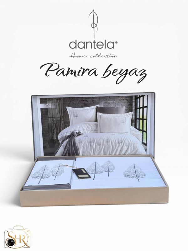 Dantela home "Pamira beyaz"—  Двуспальный комплект постельного белья Сатин