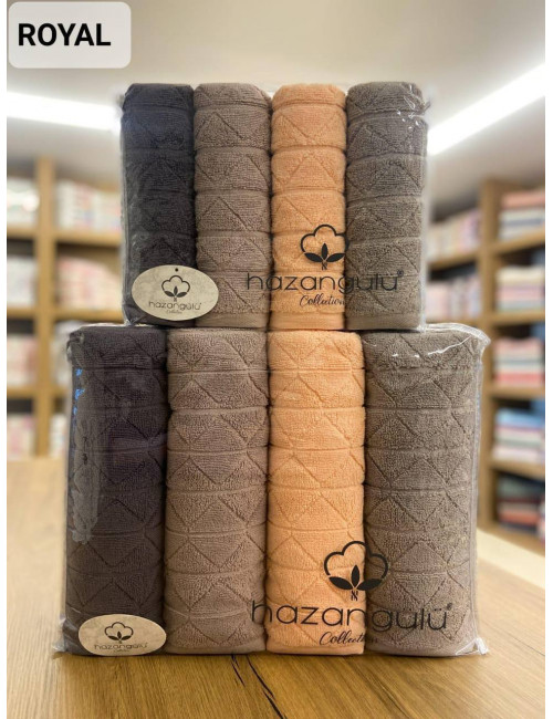  Hazangülü — Набор махровых полотенец 8 предметов 100% хлопок (Royal)