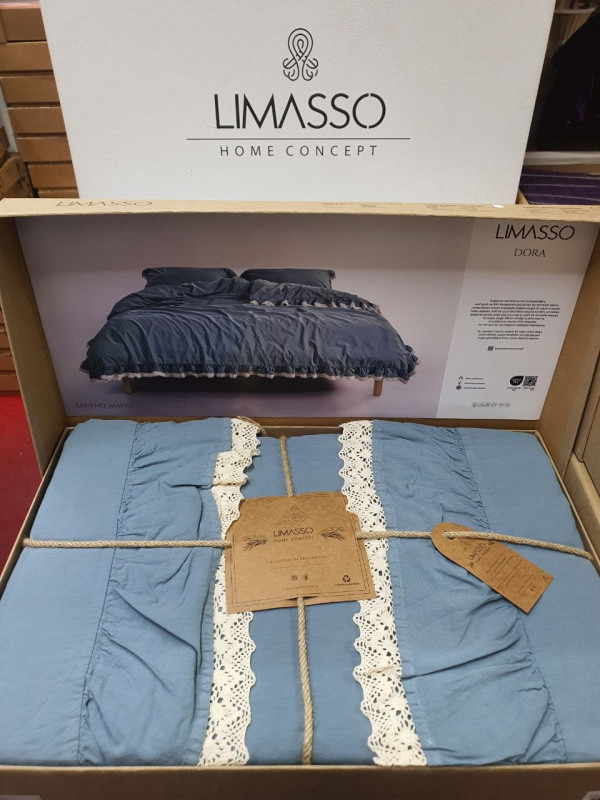 Постельное белье Limasso Dora коричневый  (двуспальное, варёный хлопок, без глажки)
