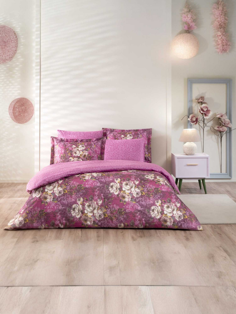 Tac Saten Colorful Flora fusya | Постельное белье сатин-Digital