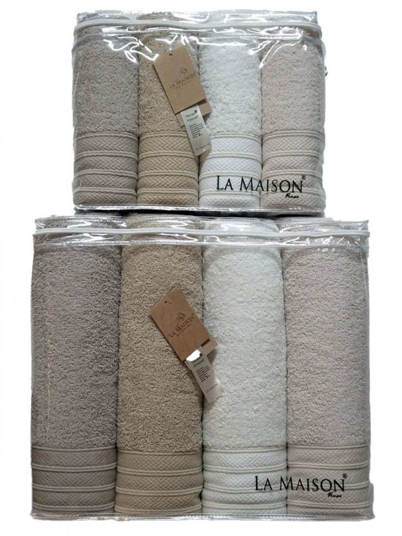 La Maison V5 | Набор махровых полотенец La Maison, 8 предметов – 4 банных, 4 лицевых