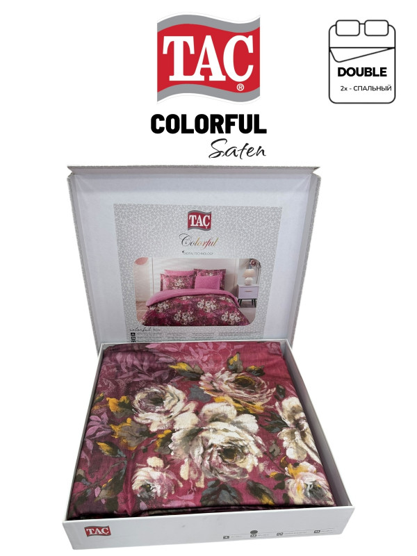 Tac Saten Colorful Flora fusya | Постельное белье сатин-Digital
