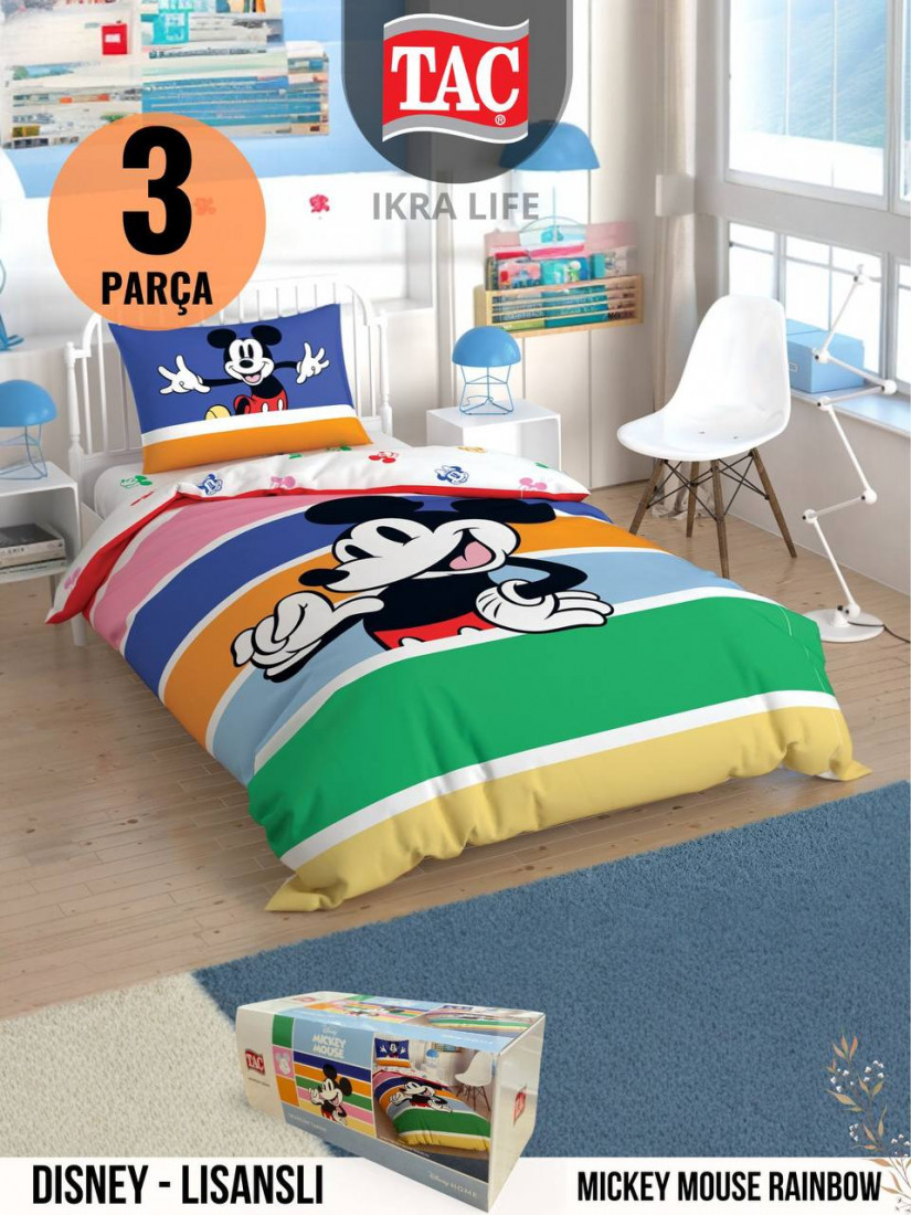 TAC Disney Mickey Mouse Rainbow / ЛИЦЕНЗИОННОЕ ПОСТЕЛЬНОГО БЕЛЬЯ С ГЕРОЯМИ ИЗ МУЛЬТИКОВ