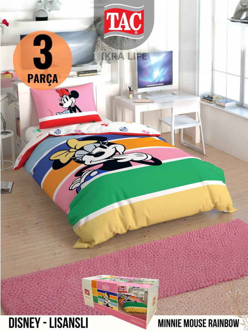 TAC Disney Minnie Mouse Rainbow / ЛИЦЕНЗИОННОЕ ПОСТЕЛЬНОГО БЕЛЬЯ С ГЕРОЯМИ ИЗ МУЛЬТИКОВ