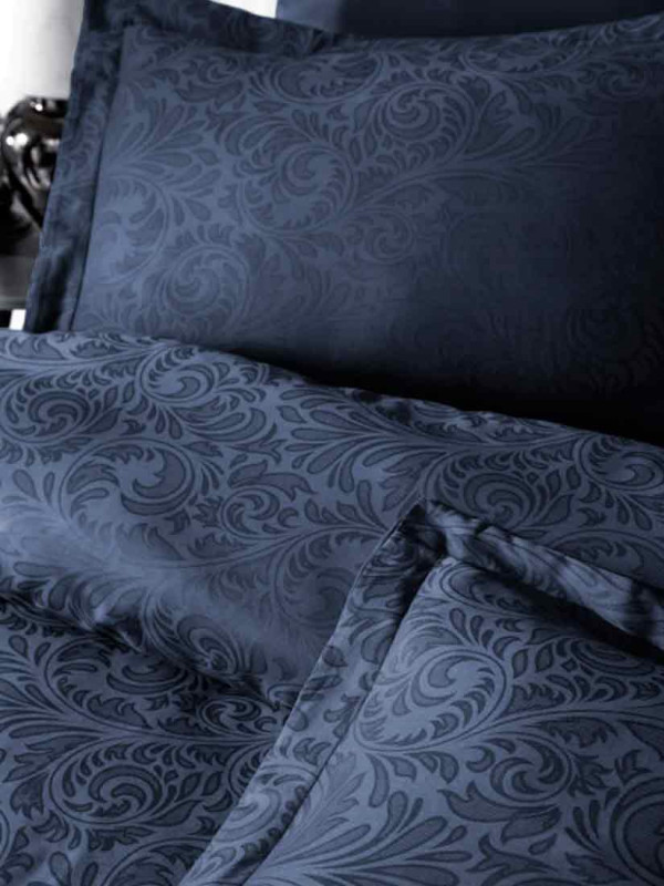 First Choice JS-06 TECNA NAVY BLUE | Постельное белье JACQUARD SATİN DARK SERİES