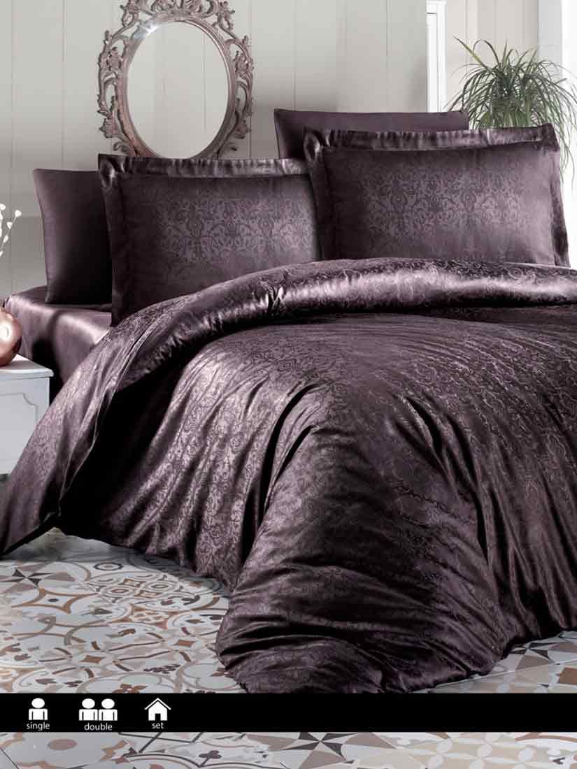 First Choice JSD-76 Athena Brown | Постельное белье JACQUARD SATİN DARK SERİES