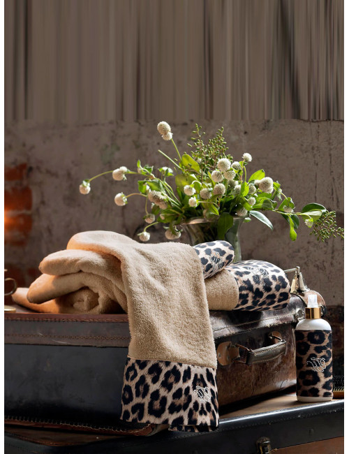 Tivolyo home Leopard bej | Набор полотенец из 4-х предметов (30x50 см, 50х100 см, 75х150 см) + ароматизатор