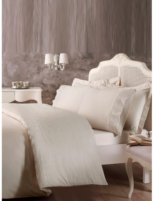 Tivolyo Arian bej Satin 210 TC | Satin bed linen-Digital with lace