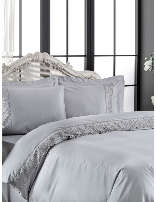 Tivolyo Elegante gri Satin 210 TC | Satin bed linen-Digital with lace