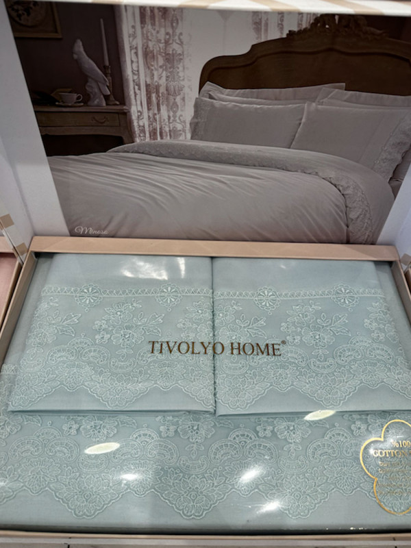 Tivolyo Minoso Mint Satin 210 TC | Satin bed linen-Digital with lace