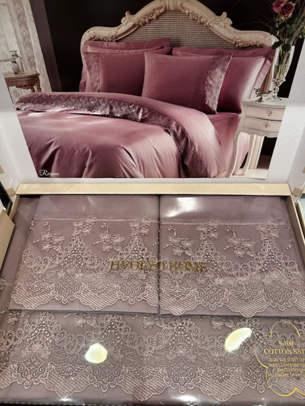 Tivolyo Regina murdum Satin 210 TC | Satin bed linen-Digital with lace