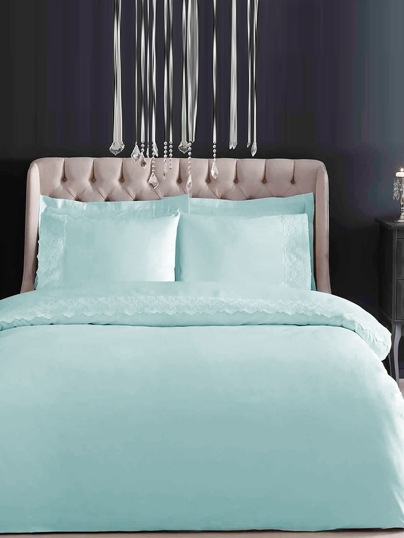 Tivolyo Regina mint Satin 210 TC | Satin bed linen-Digital with lace