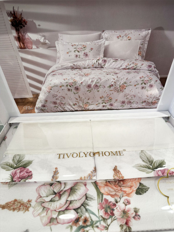 Tivolyo home New Spring Saten 210 TC | Постельное белье делюкс сатин жатый шёлк евро