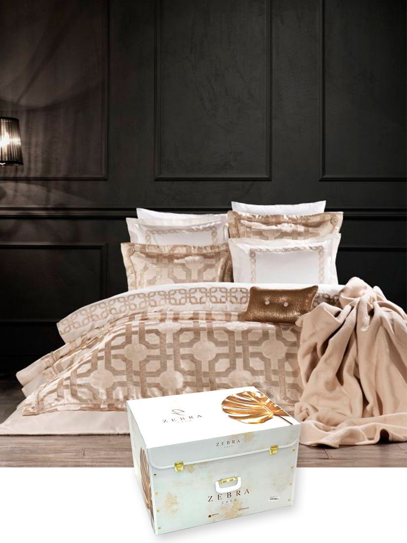 Zebra Casa Valente krem - Gold | Постельный белье с покрывалом и пледом из 11 предметов