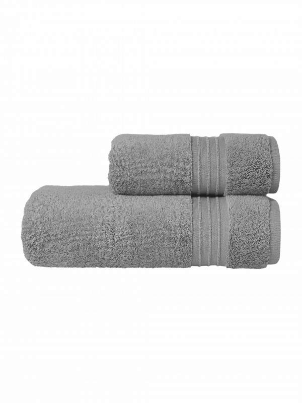 KARNA | КОМПЛЕКТ МАХРОВЫХ ПОЛОТЕНЕЦ С ЖАККАРДОМ PREMIUM "RAMSE" (Серый) 50X90 см (1 шт) +70Х140 см (1 шт)