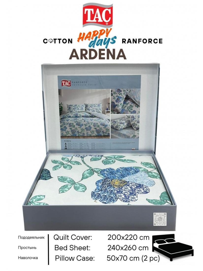 TAC Happy days ARDENA Mavi — Комплект постельного белья Ranforce ДВУХСПАЛЬНЫЙ (ЕВРО)