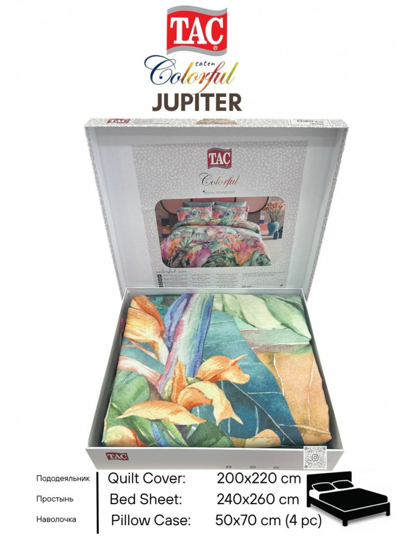 Tac Saten Colorful JUPITER YESIL | Постельное белье сатин-Digital