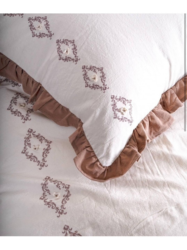 Limasso Damask Flora  | Постельное белье из варенного хлопка ручная вышивка