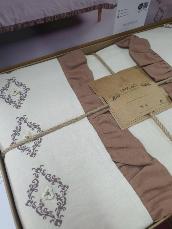 Limasso Damask Flora  | Постельное белье из варенного хлопка ручная вышивка