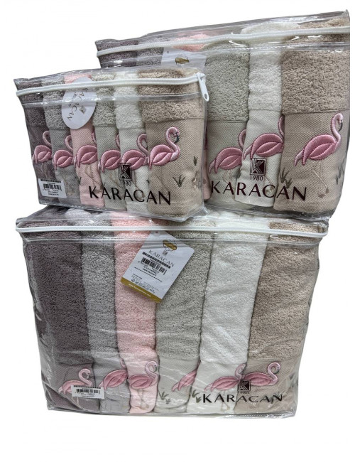 Karacan Flamingo — Набор махровых полотенец Premium 18 предметов 100% хлопок