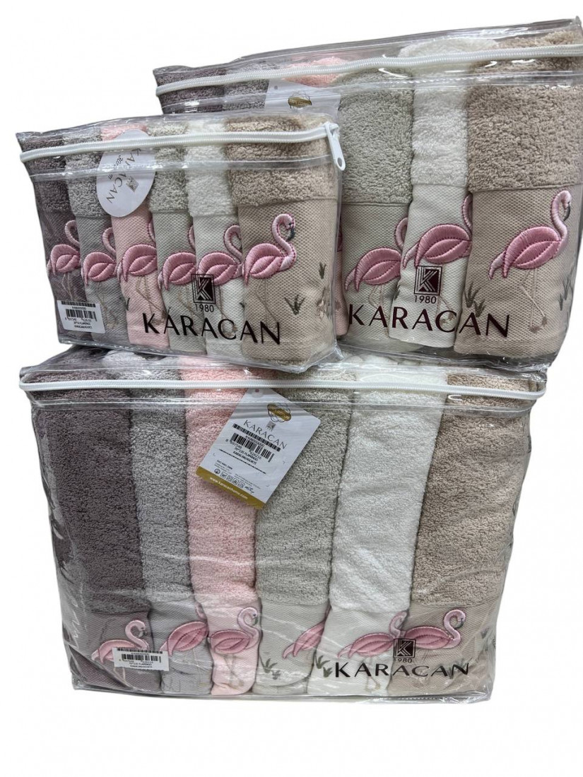 Karacan Flamingo — Набор махровых полотенец Premium 18 предметов 100% хлопок