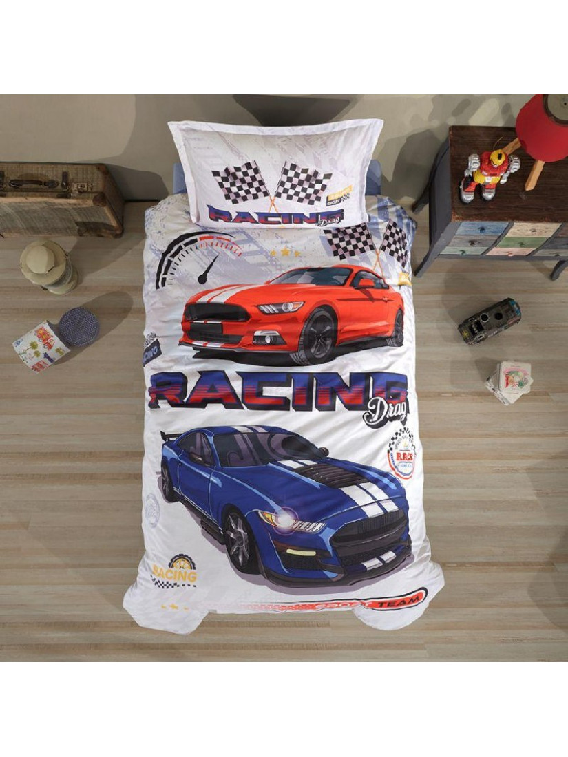 Clasy Racing drag —  Подростковый Полутороспальное комплект постельного белья из 100% хлопка