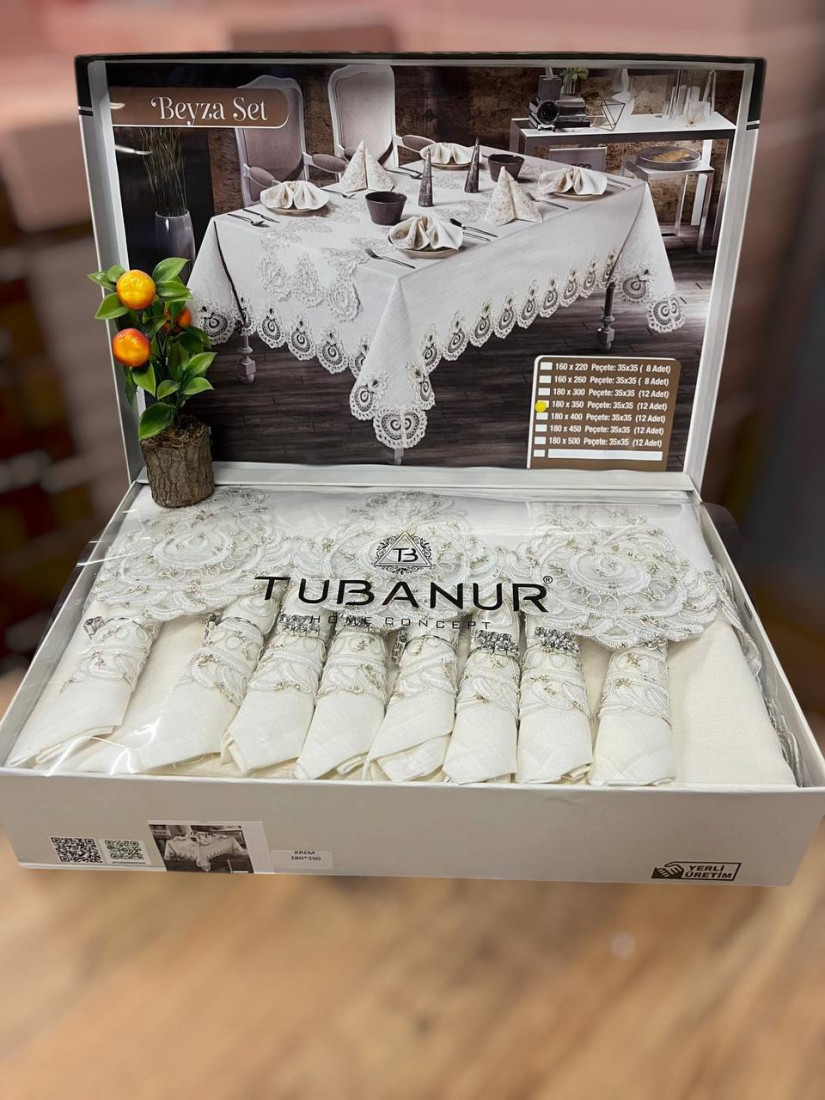 Tubanur/ Скатерть с салфетками Лён "Beyza"