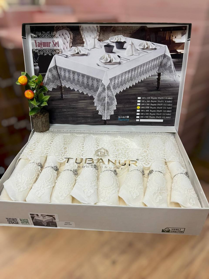 Tubanur/ Скатерть с салфетками Лён "Yagmur"
